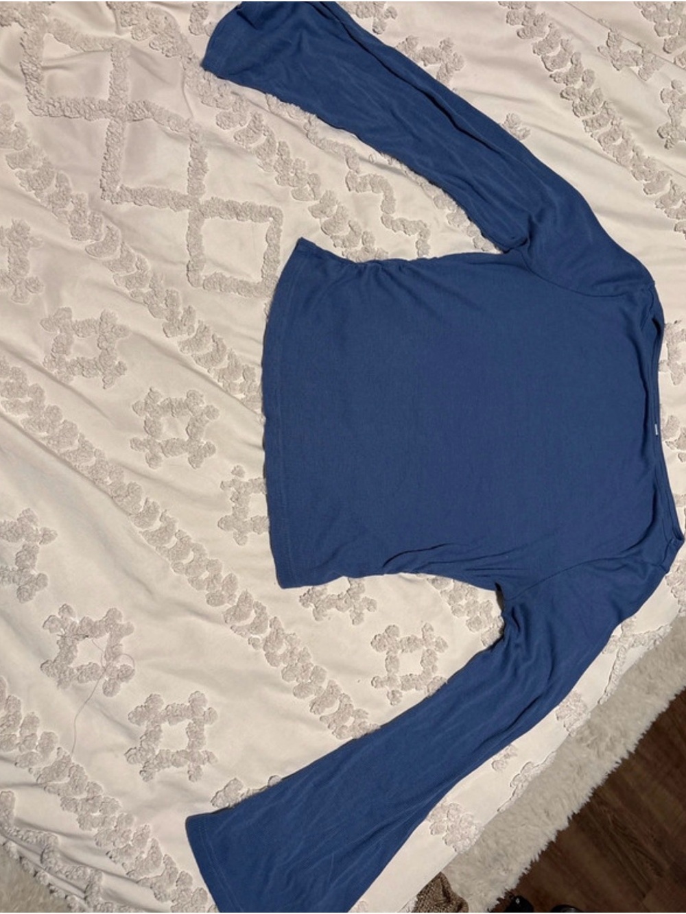 Blue Women's Long Sleeve Top - Bell Sleeves